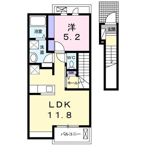 アルモニー アンジュ(1LDK/2階)の間取り写真