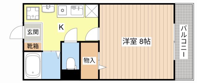 ウィングヒルズ笠山(1K/2階)の間取り写真