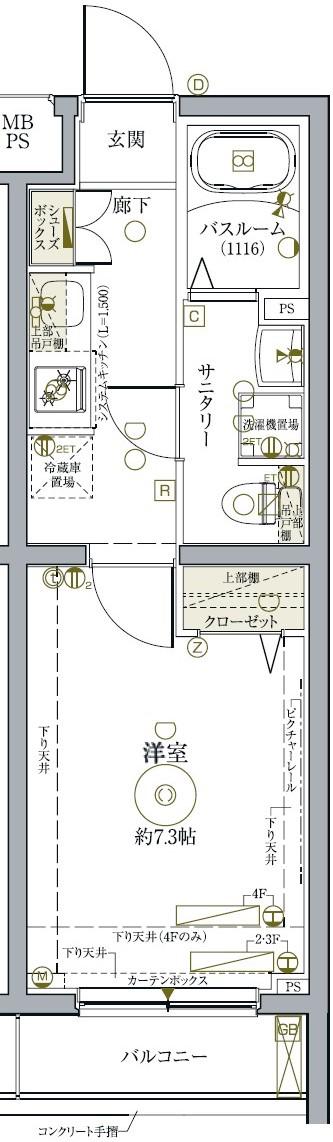 クレヴィスタ練馬武蔵関(1K/2階)の間取り写真