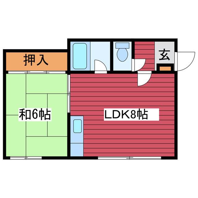 コーポ大建第2(1DK/2階)の間取り写真