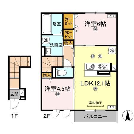 BENEII(2LDK/2階)の間取り写真