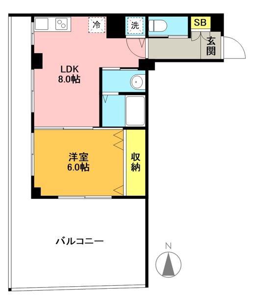 玉川第一ビル(1LDK/2階)の間取り写真