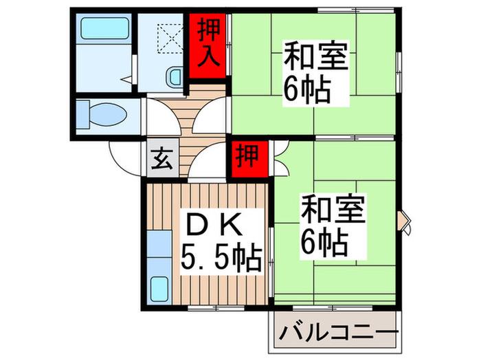 レジデンス タケB(2DK/2階)の間取り写真