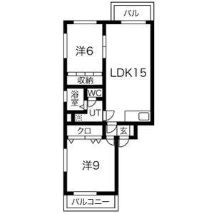 パールハイツトヨダ(2LDK/6階)の間取り写真