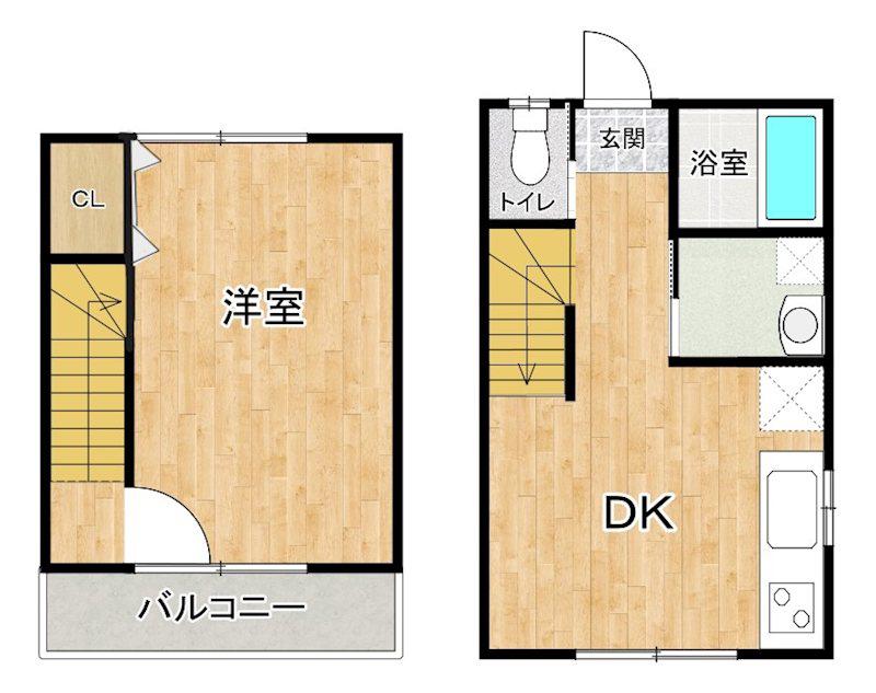 メゾネットハウス(1DK/1階)の間取り写真