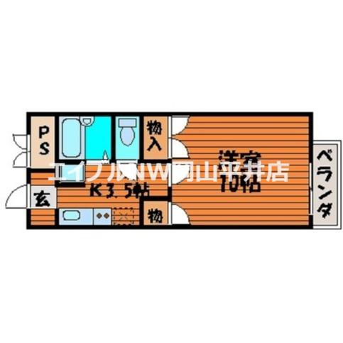 YSハイツ21原尾島(1K/2階)の間取り写真