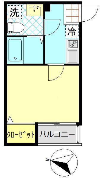 ベルエクラ蒲田II(1K/1階)の間取り写真