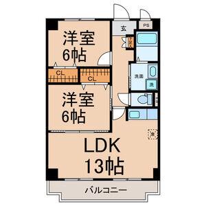 メルヴェーユ(2LDK/3階)の間取り写真