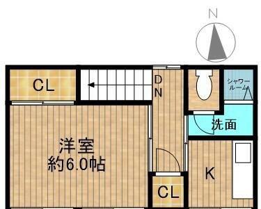 石島戸建(1K/2階)の間取り写真