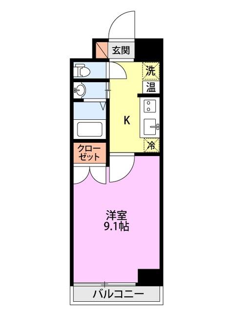 グレイスハイツ東中通(1K/4階)の間取り写真