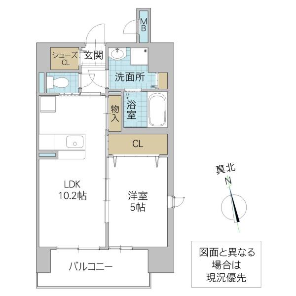 クレアグレイス水戸南町(1LDK/11階)の間取り写真