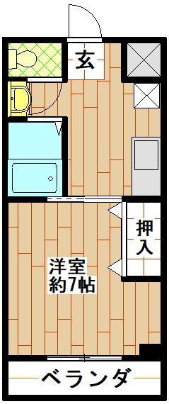 インテルメディオ塩川(1K/2階)の間取り写真