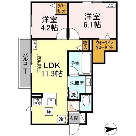 長泉87051 長屋工事(2LDK/1階)の間取り写真