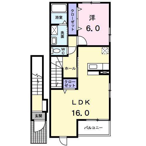 ルナ エ ステラ A(1LDK/2階)の間取り写真