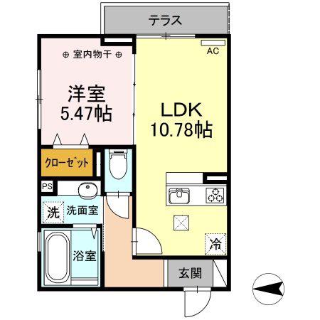 ファミユ A(1LDK/1階)の間取り写真