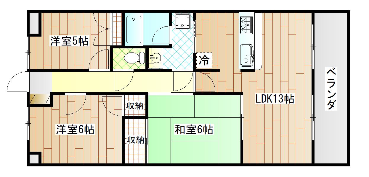 ビルアクセス(3LDK/4階)の間取り写真