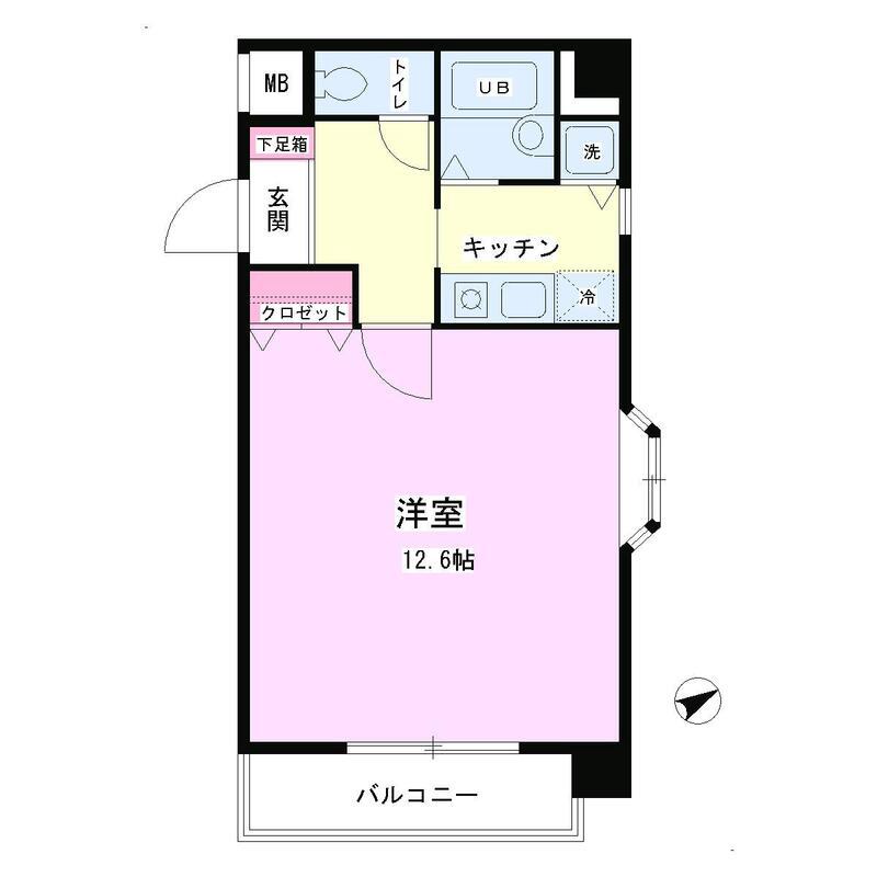 グランパアレIII(1K/2階)の間取り写真