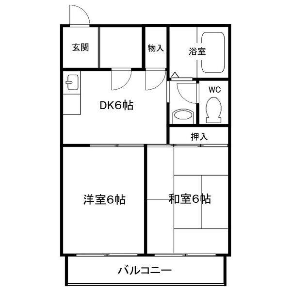 ピュアライフ歌島(2DK/4階)の間取り写真