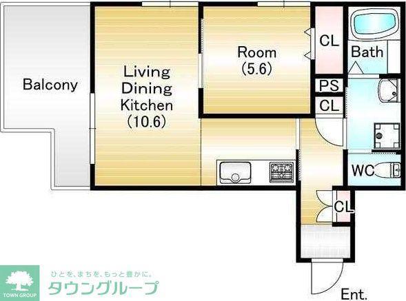 CIMA世田谷(1LDK/3階)の間取り写真