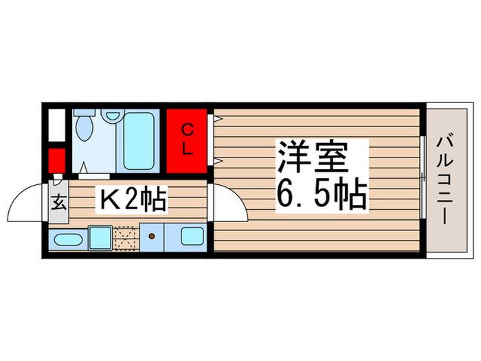 フォレストⅠ(1K/3階)の間取り写真