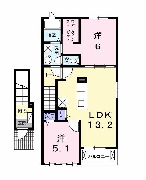 エテルノフィオーレ(2LDK/2階)の間取り写真