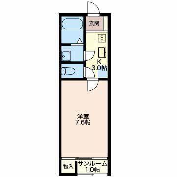 ハウス直 B(1SK/1階)の間取り写真