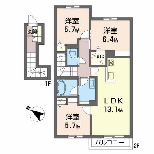 シャーメゾンクレーネ(3LDK/2階)の間取り写真