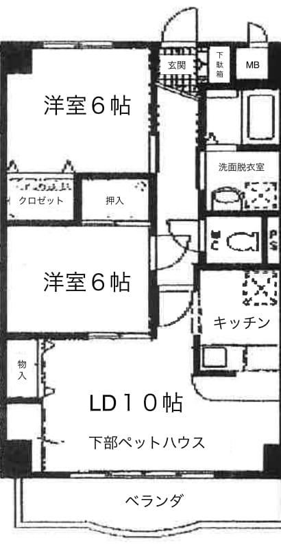 ウィステリア南桜井204(2LDK/2階)の間取り写真