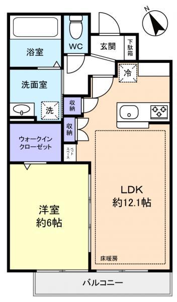 ヘーベルトール津田沼(1LDK/2階)の間取り写真