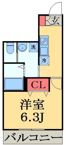 トコヴィラージュ作草部(1K/2階)の間取り写真