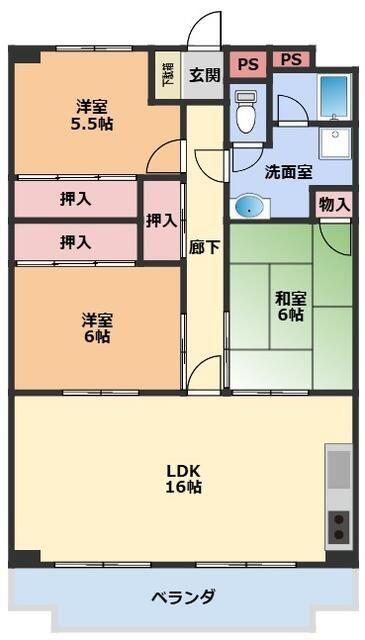 OS・SKYフレックス藤ヶ丘(3LDK/6階)の間取り写真
