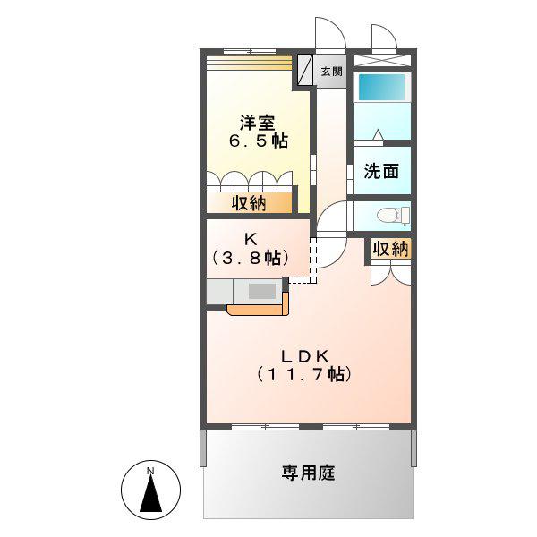 アップルハウス(1LDK/1階)の間取り写真