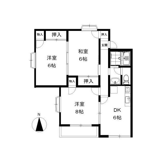 ラベンダー湘南I(3DK/1階)の間取り写真
