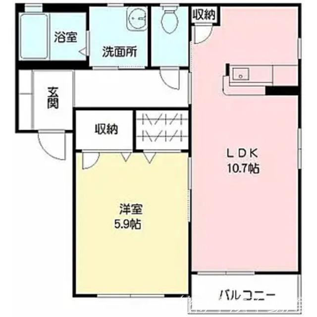 コンフォート・ドゥウェリング A(1LDK/1階)の間取り写真
