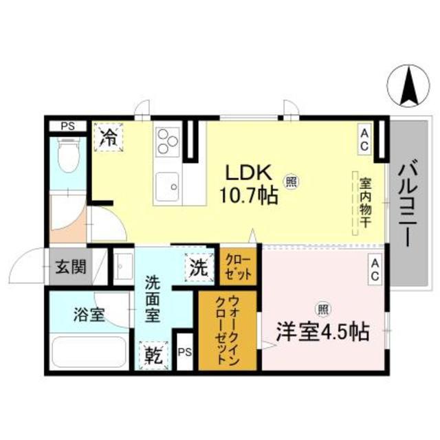 D-ROOM 中島(1LDK/2階)の間取り写真