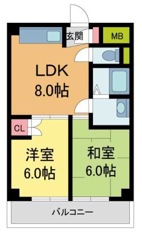 ヴィラ・ミナミI(2LDK/2階)の間取り写真