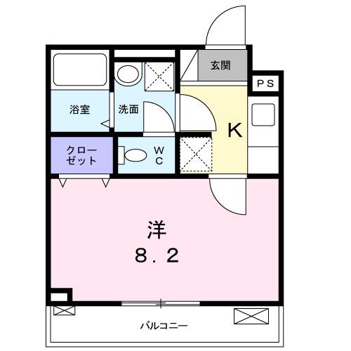 ドムス・三鷹(1K/1階)の間取り写真