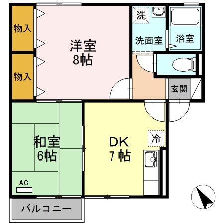 リラ・プレファレンス(2DK/2階)の間取り写真