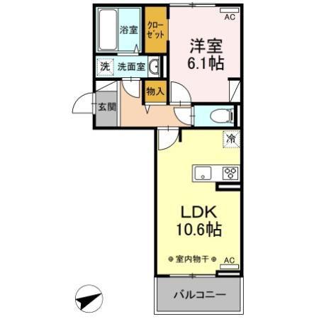 ROSE COURT(1LDK/2階)の間取り写真