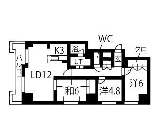 ダイアパレス北円山第2(3LDK/2階)の間取り写真