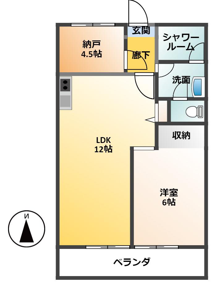 コーポ山口II(2LDK/3階)の間取り写真