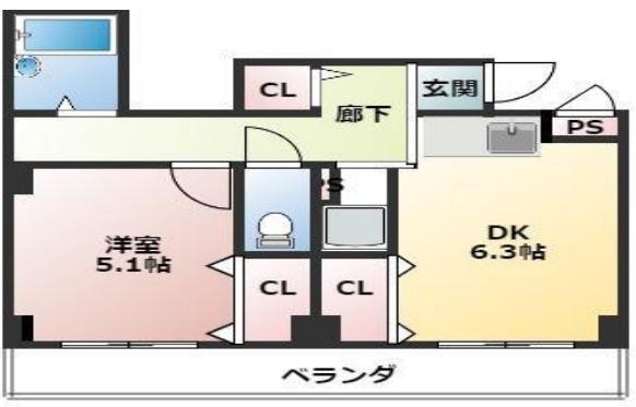 明生ビル(1LDK/3階)の間取り写真