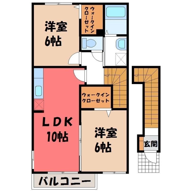 EVERGREEN M.T(2LDK/2階)の間取り写真