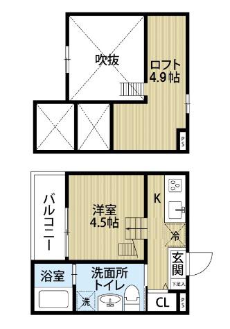 TOMS TENEMENT 3(1K/2階)の間取り写真