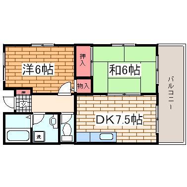 パークハイム永和(2DK/1階)の間取り写真