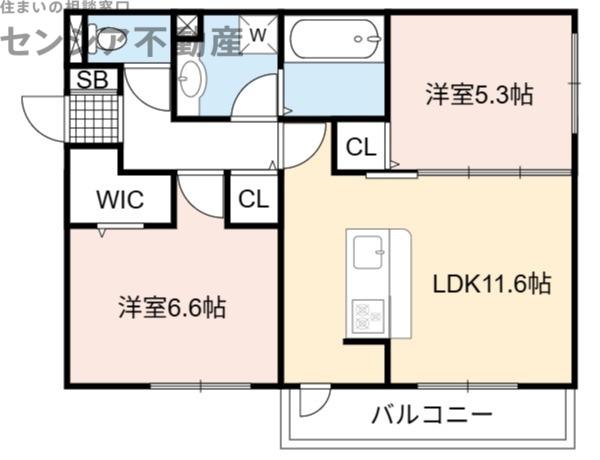 G-GOVERN楠根(2LDK/2階)の間取り写真