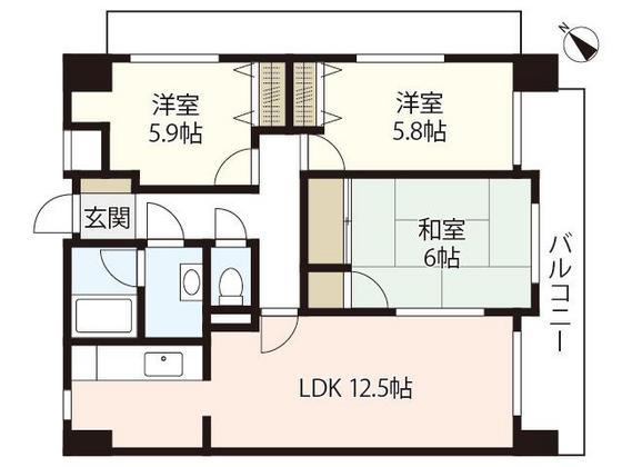 ドミール藤沢(3LDK/3階)の間取り写真