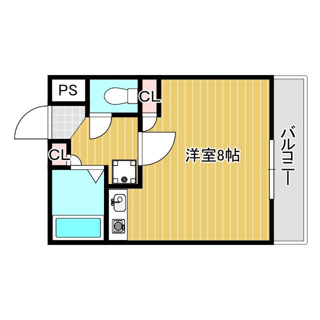 コウジィコート枝吉(ワンルーム/2階)の間取り写真