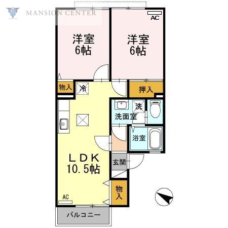 ニューロイヤル(2LDK/1階)の間取り写真