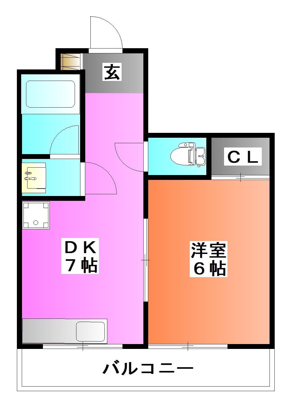 平松ハイツ(1DK/3階)の間取り写真
